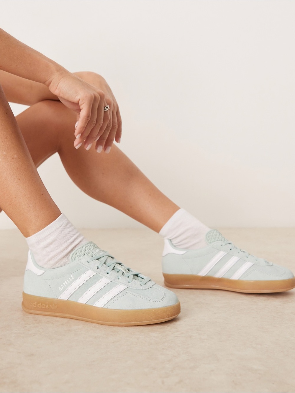 adidas Gazelle Women's Sneakers in Mint Green with White Stripes